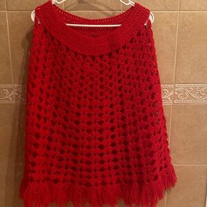 Handmade vintage red poncho
